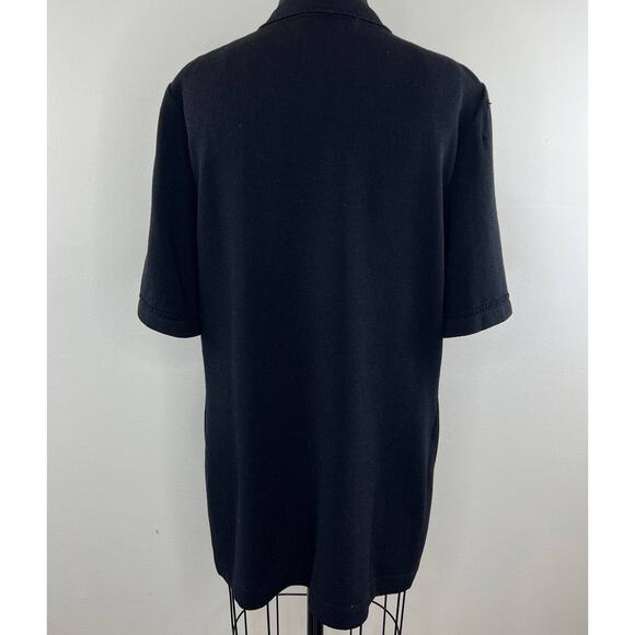 St John Basics Black Santana Wool Knit Open Front Duster Cardigan Large L FLAW - Picture 9 of 12